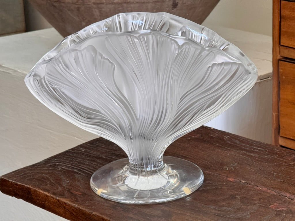 Lalique French Glass Flared Vase in the &quot;Ichor&quot; Pattern - Helen Storey Antiques