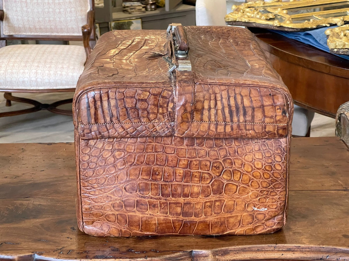 Large 19th Century Crocodile Travel Case - Helen Storey Antiques