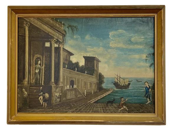 LARGE, CHARMING 18TH CENTURY NAIVE PAINTING OF VENICE