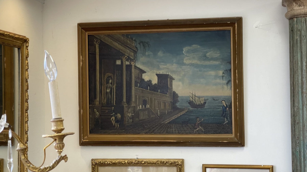 LARGE, CHARMING 18TH CENTURY NAIVE PAINTING OF VENICE - Helen Storey Antiques