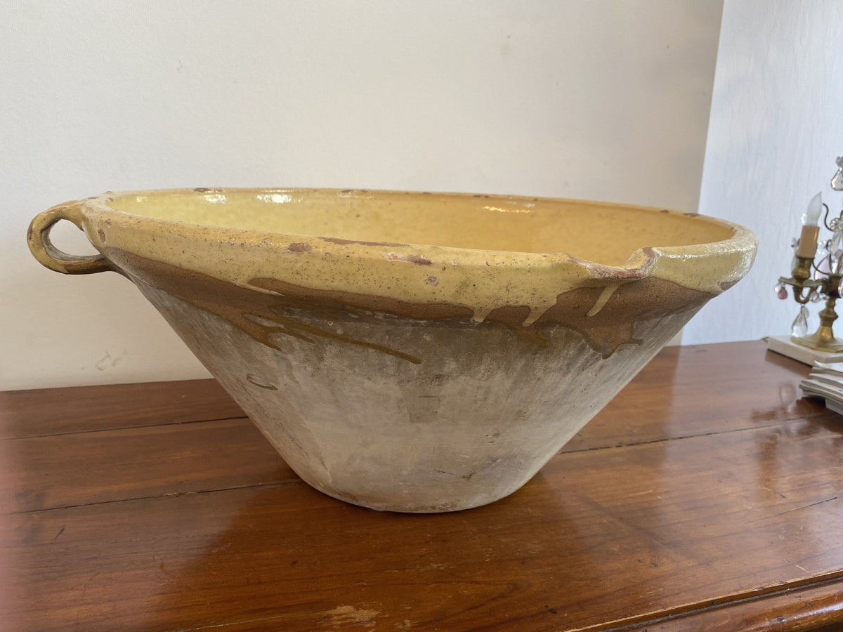 Large French Provincial Yellow - glaze Terra Cotta Bowl - Helen Storey Antiques