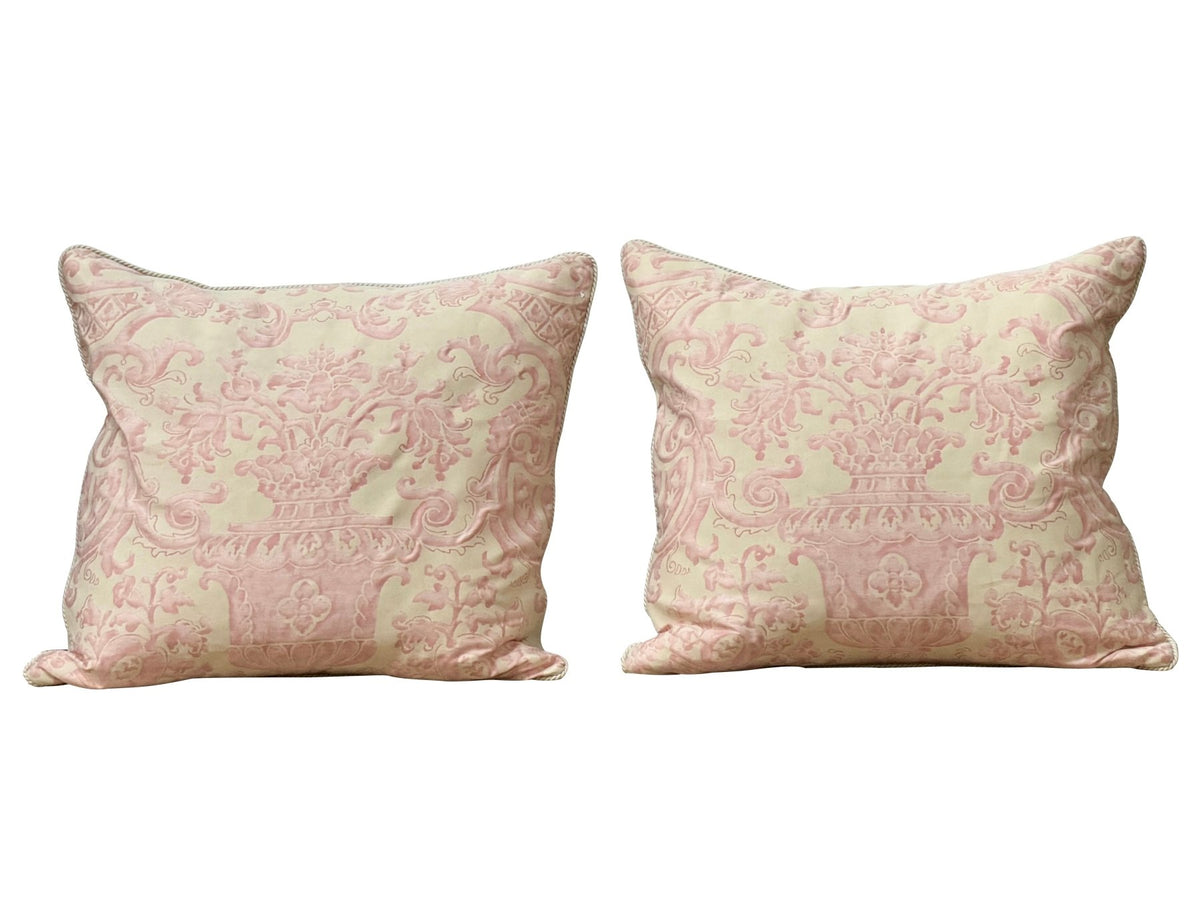 Large Pink and Cream Fortuny Cushions - Helen Storey Antiques