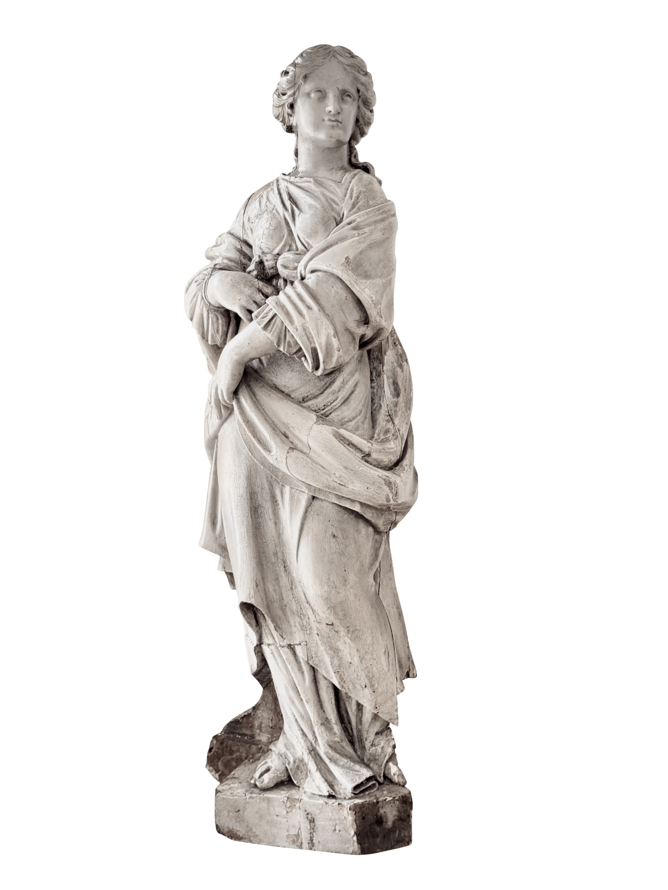 Late 18th Century carved, polychrome French Statue of a Woman