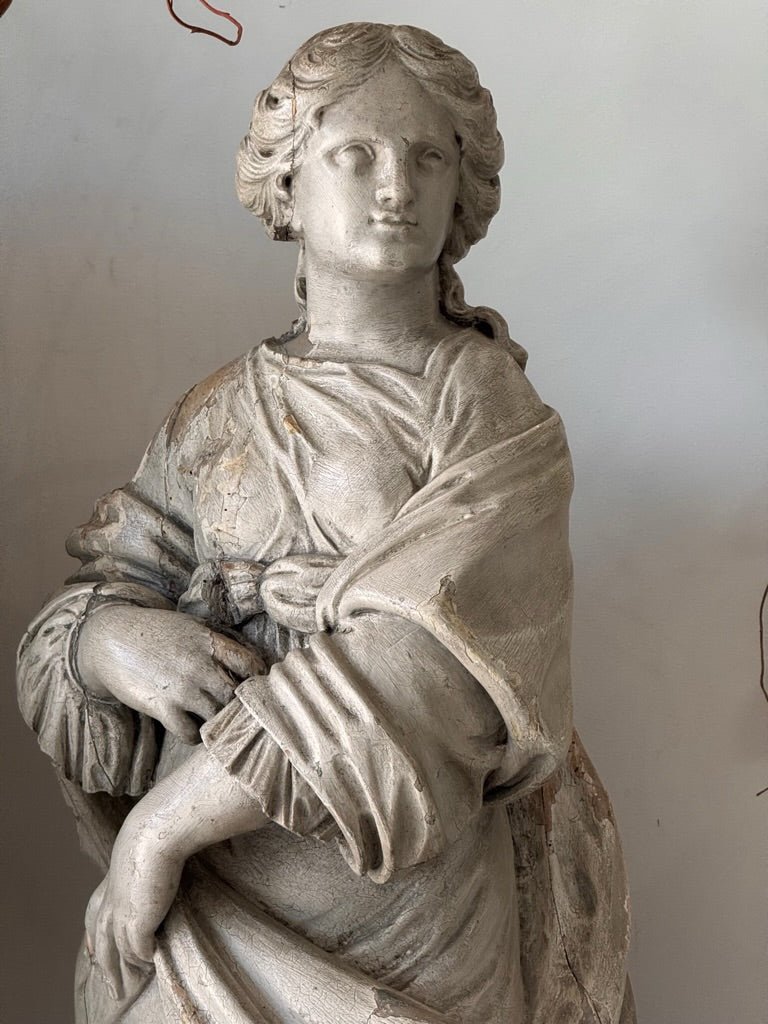 Late 18th Century carved statue of a saint, French - Helen Storey Antiques