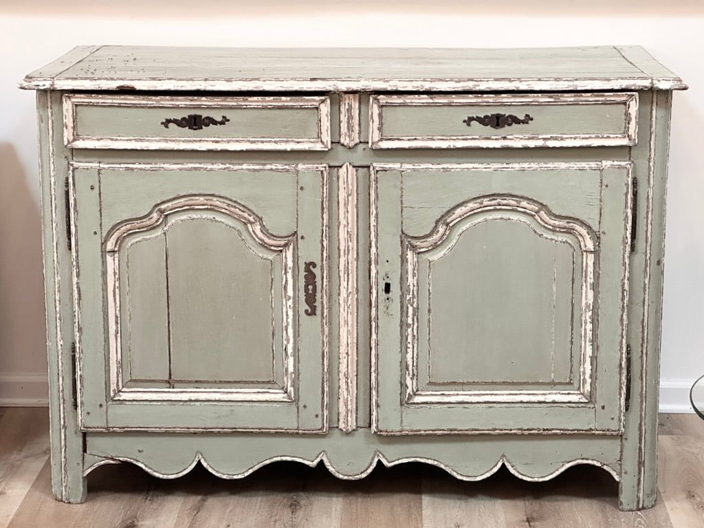 Louis XV French Provincial Painted Carved Buffet Cabinet 18th / 19th Century - Helen Storey Antiques