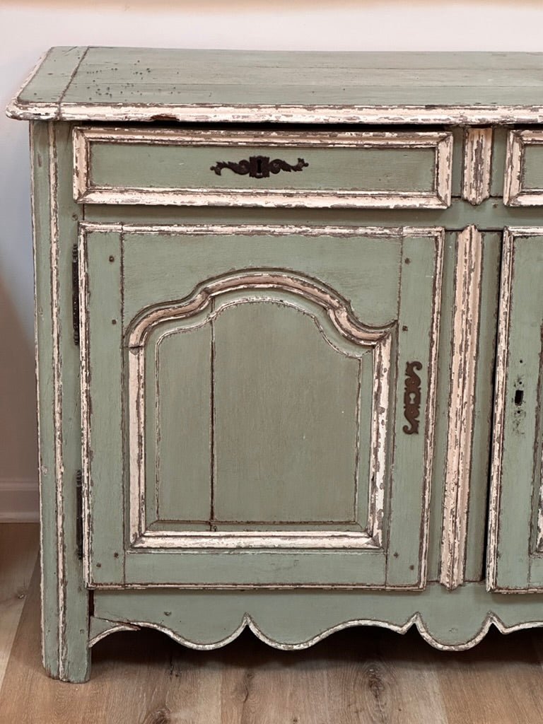 Louis XV French Provincial Painted Carved Buffet Cabinet 18th / 19th Century - Helen Storey Antiques