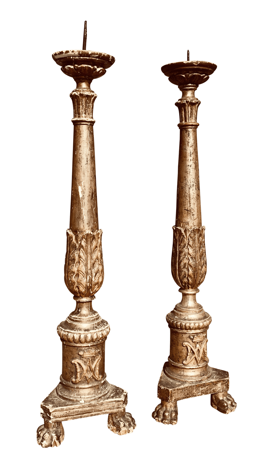 Louis XVI - 18th Century French Carved Gilt Wood Pricket Sticks - Marie Antoinette