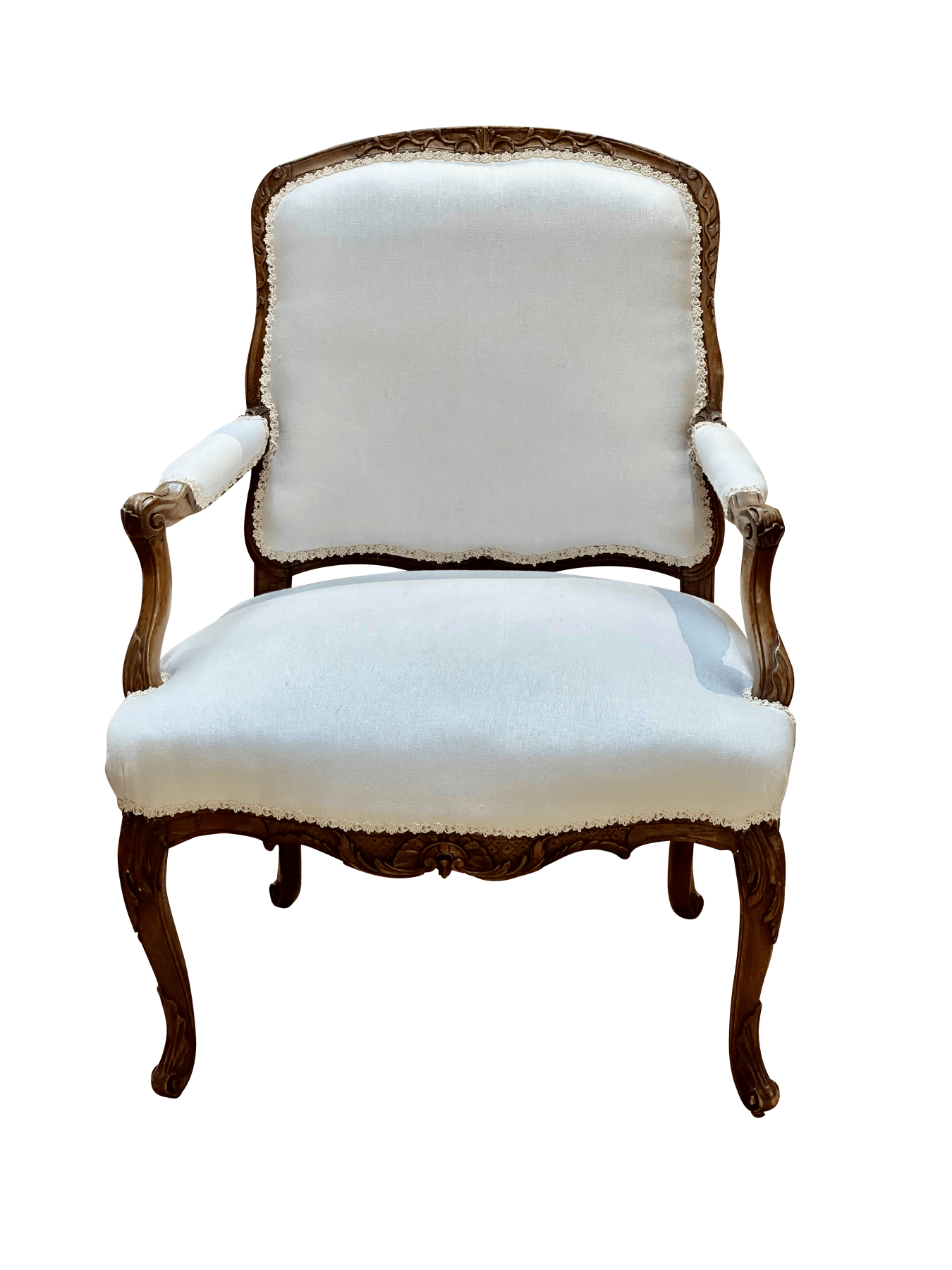 Louis XVI Fauteuil, Newly Upholstered in Linen