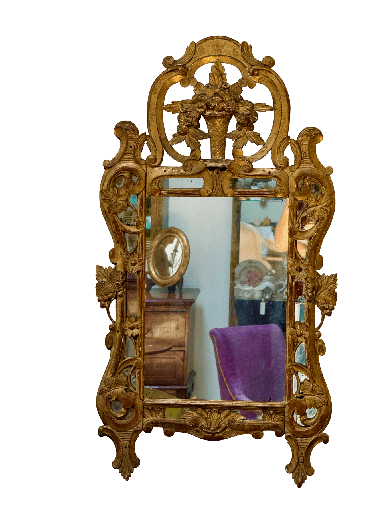 Louis XVI French Provincial carved and gilded mirror