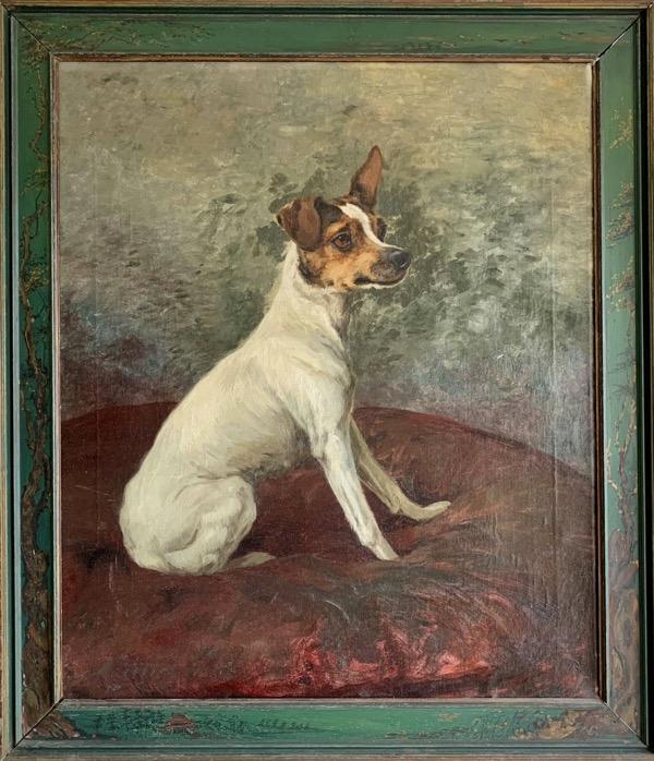 MAUD EARL OIL ON CANVAS - JACK RUSSELL TERRIER - Helen Storey Antiques