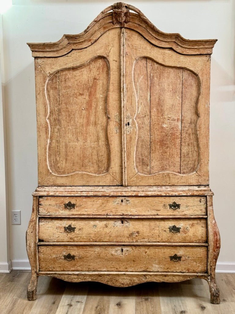 Mid - 18th Century Dutch cabinet, C. 1740, Smaller proportions, hand - scraped finish - Helen Storey Antiques