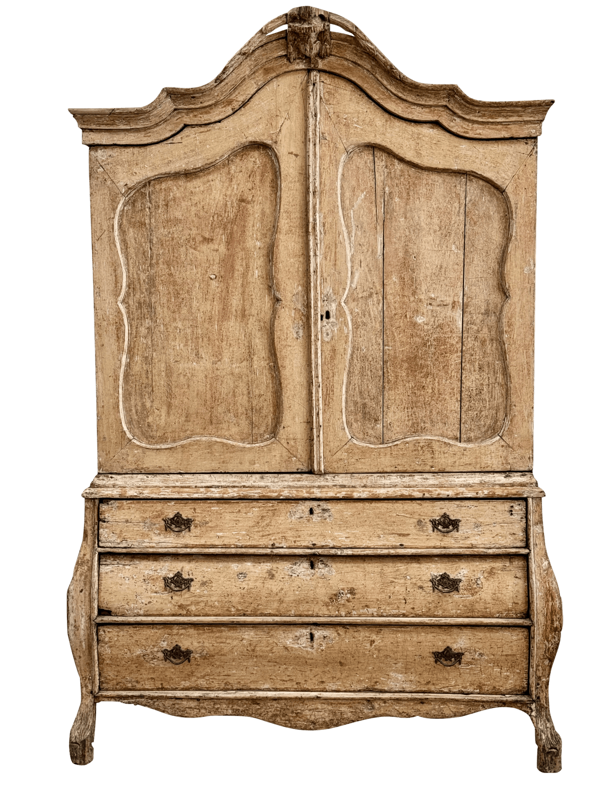 Mid - 18th Century Dutch cabinet, C. 1740, Smaller proportions, hand - scraped finish - Helen Storey Antiques