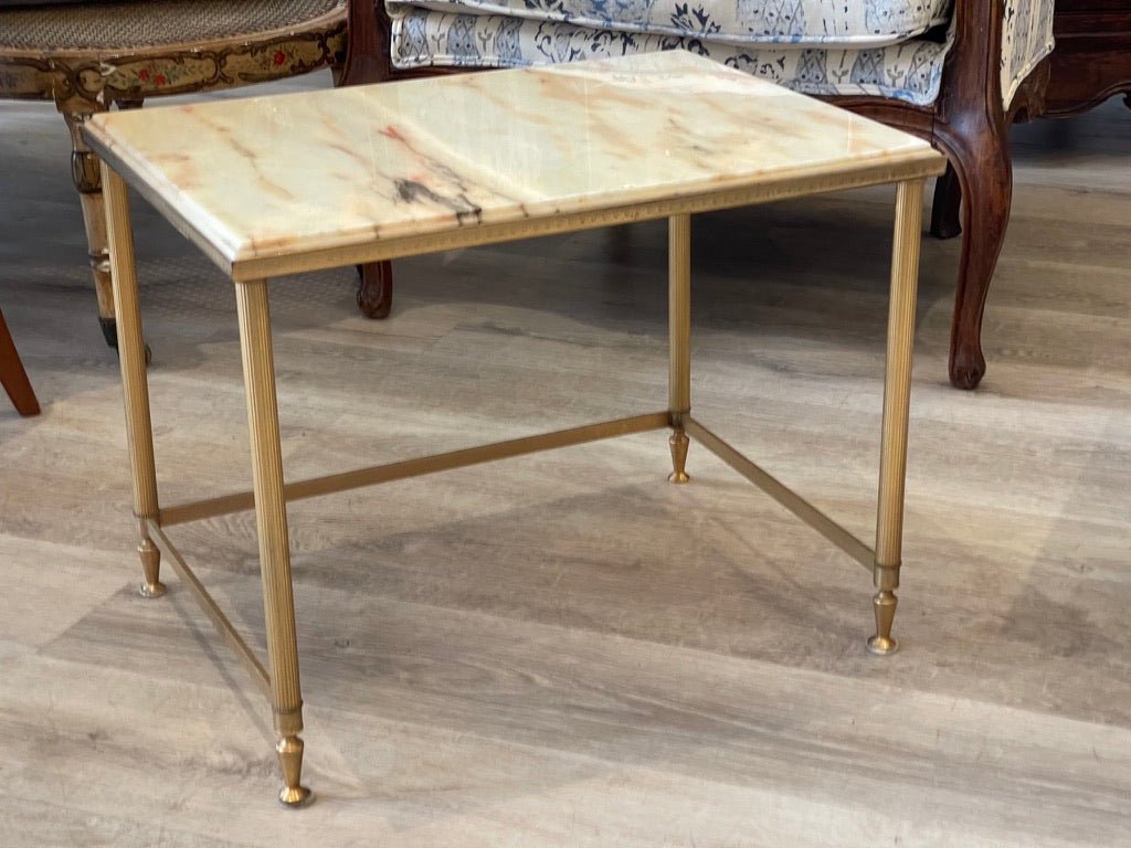 Mid - Century FRENCH GILT BRASS &amp; ONYX NESTING TABLES - Helen Storey Antiques