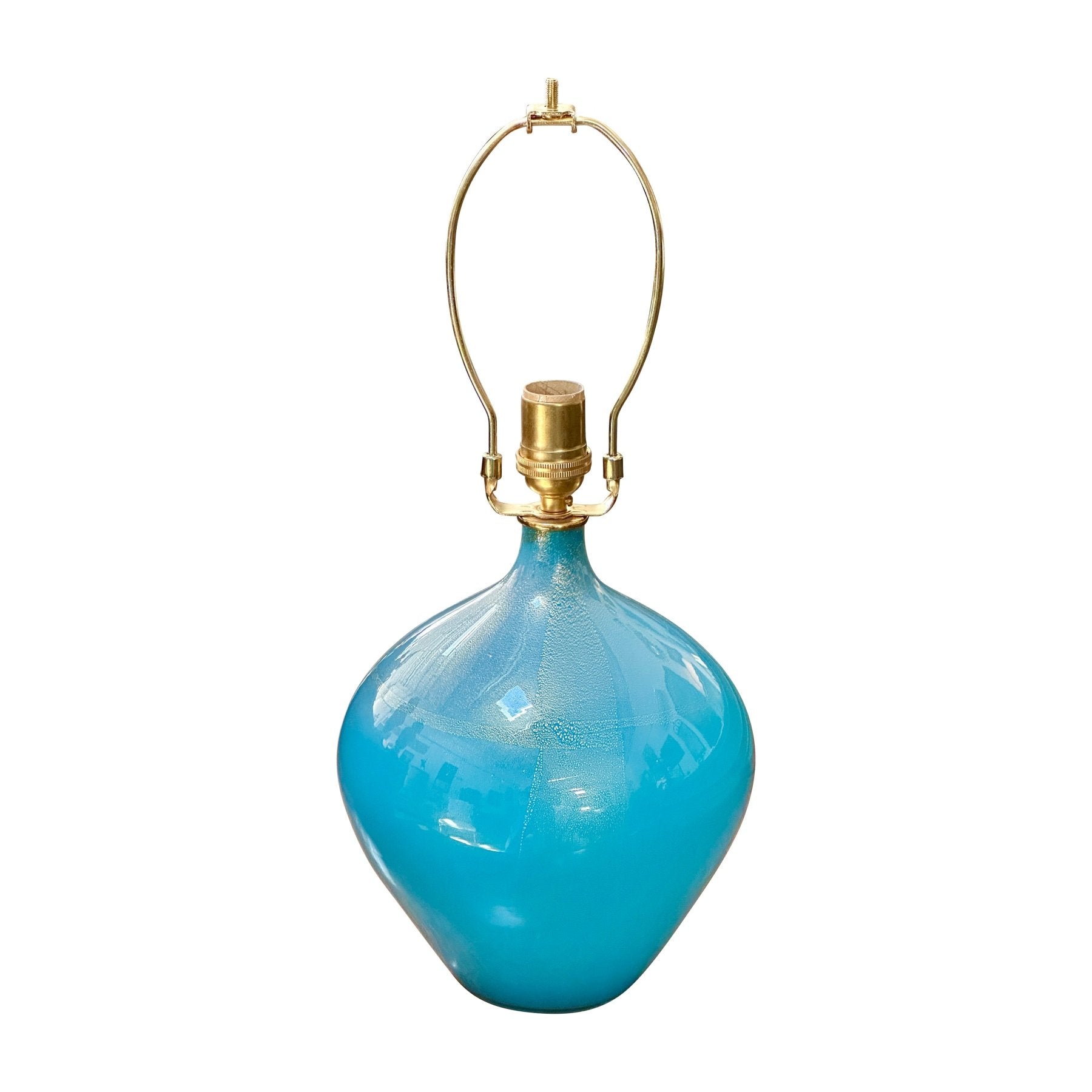 Mid Century Murano, Seguso Italian Blue Glass Lamp (c.1950)