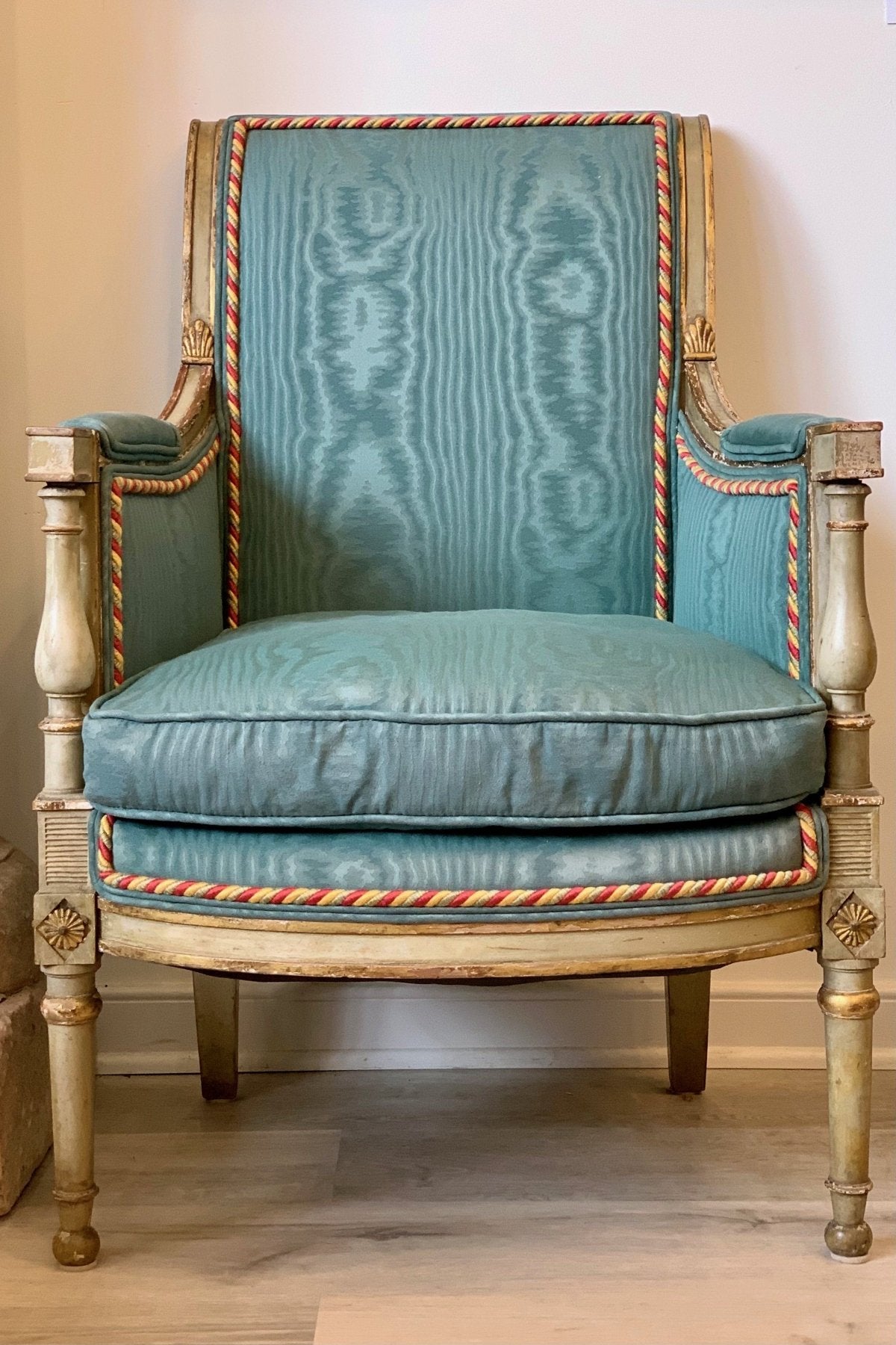 NINETEENTH CENTURY BERERE - ARMCHAIR - CARVED, POLYCHROME - Helen Storey Antiques