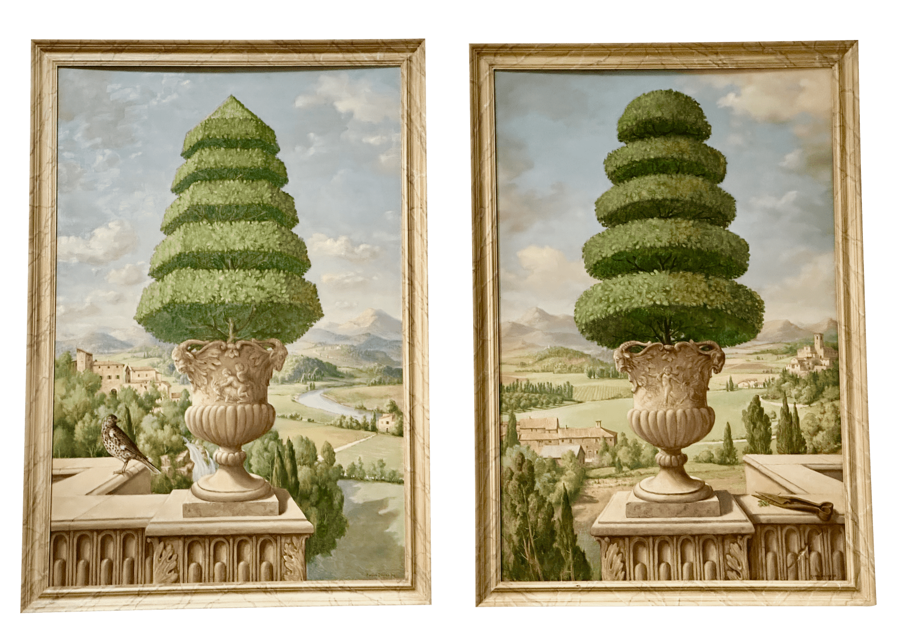 Oil on board, Topiaries by Gordon Davies