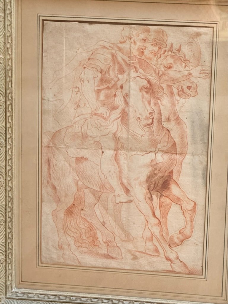 Old Master, French School Equestrian Sanguine chalk drawing - Helen Storey Antiques