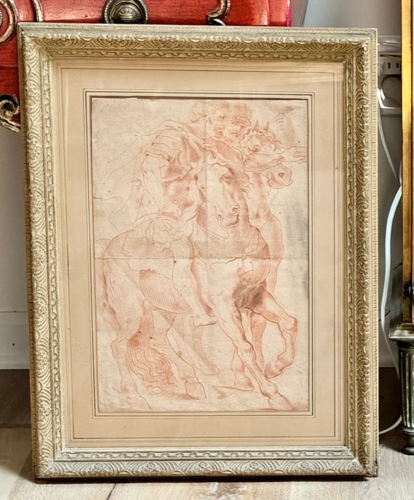 Old Master, French School Equestrian Sanguine chalk drawing - Helen Storey Antiques