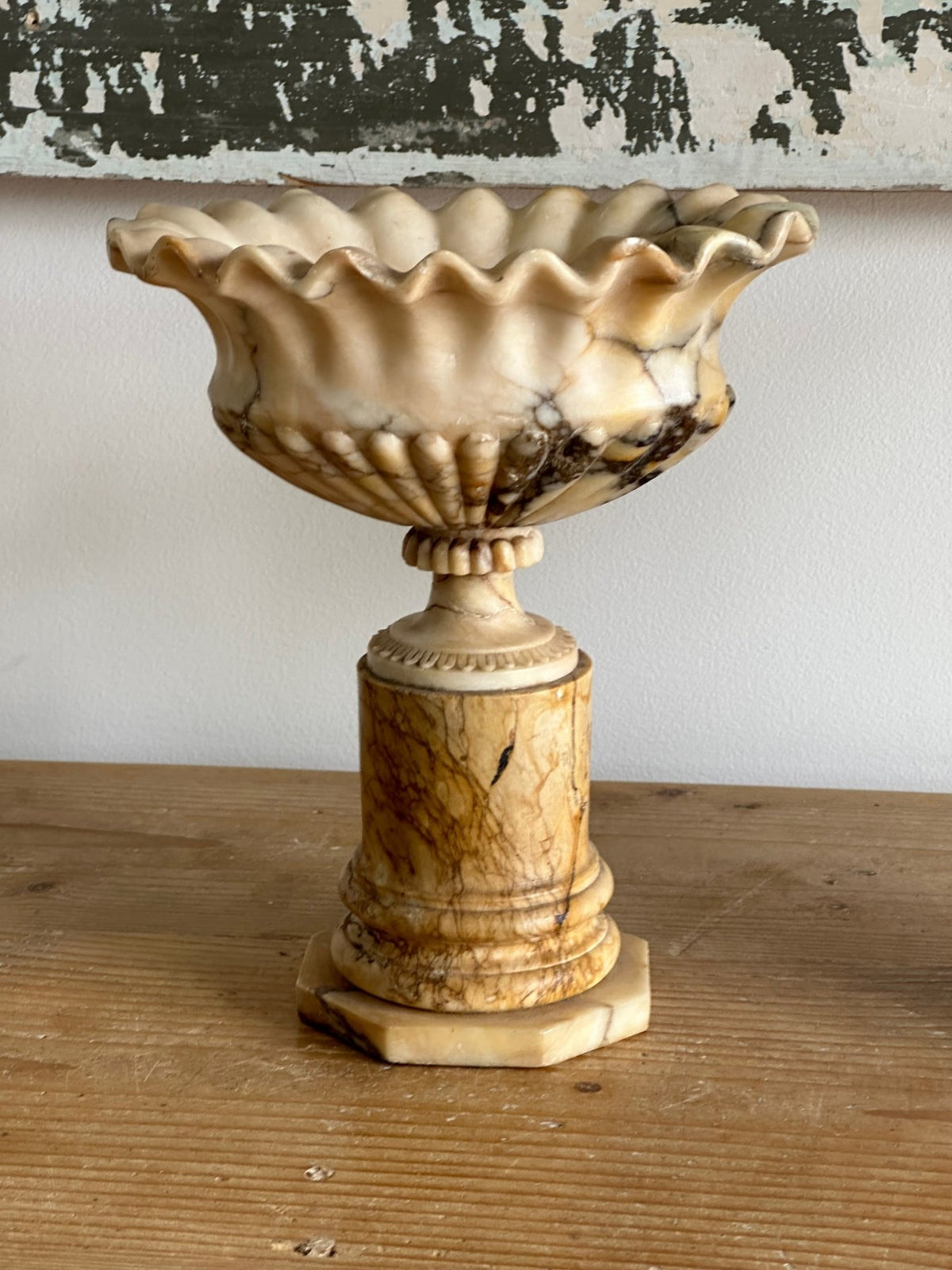 Oval Scalloped Marble Pedestal Urns, Grand Tour - Helen Storey Antiques