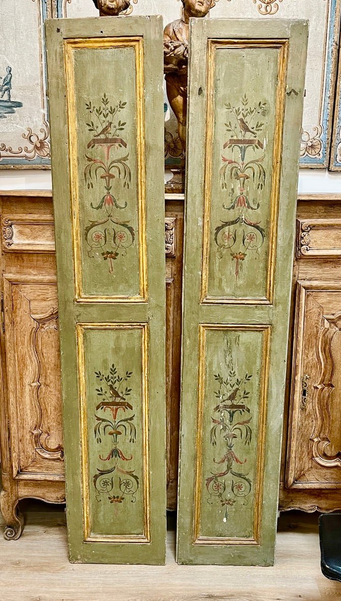 Pair French Beaux Arts Painted Wood Doors - Helen Storey Antiques