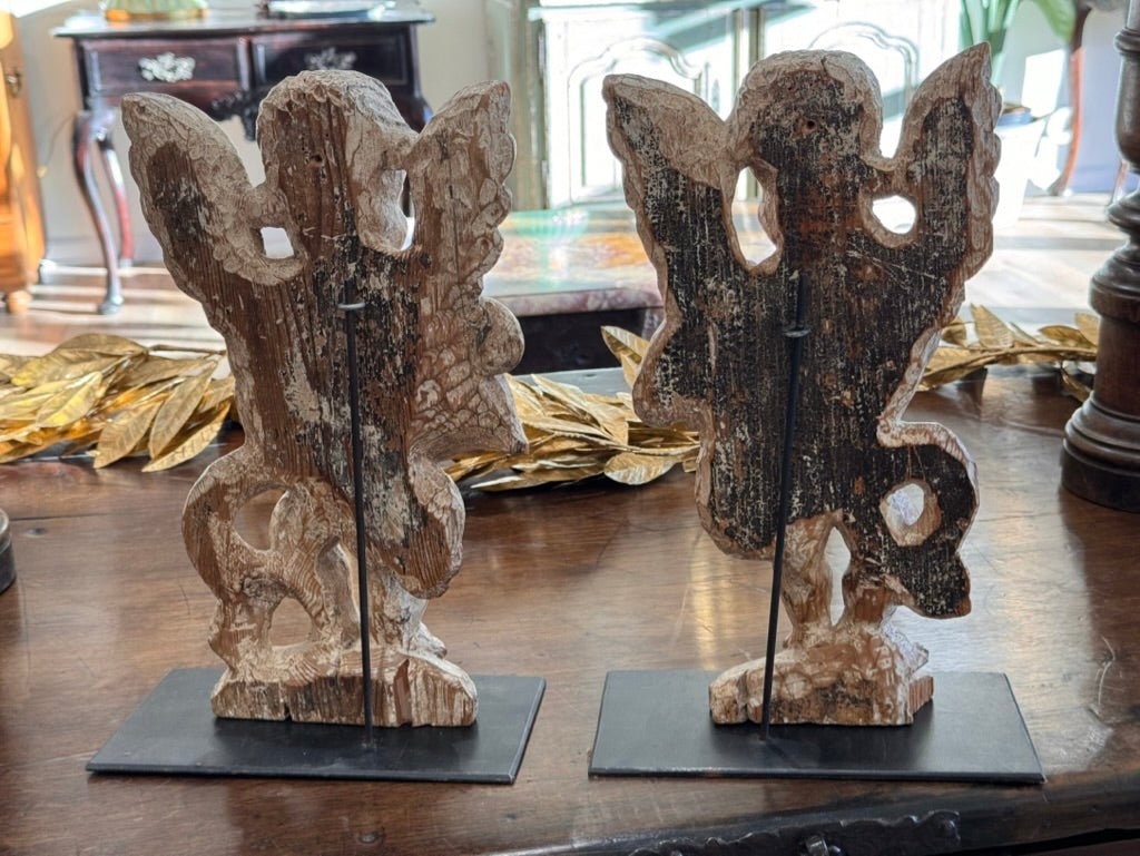 Pair of 17th Century Carved Cherubs on Stands - Helen Storey Antiques