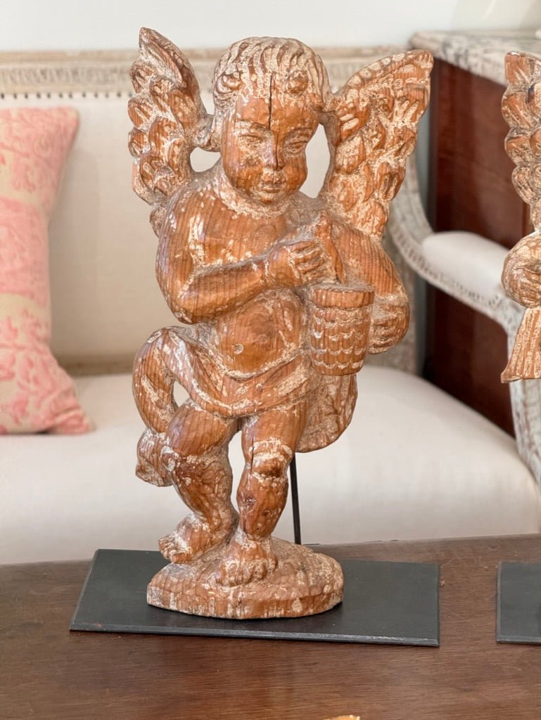 Pair of 17th Century Carved Cherubs on Stands - Helen Storey Antiques