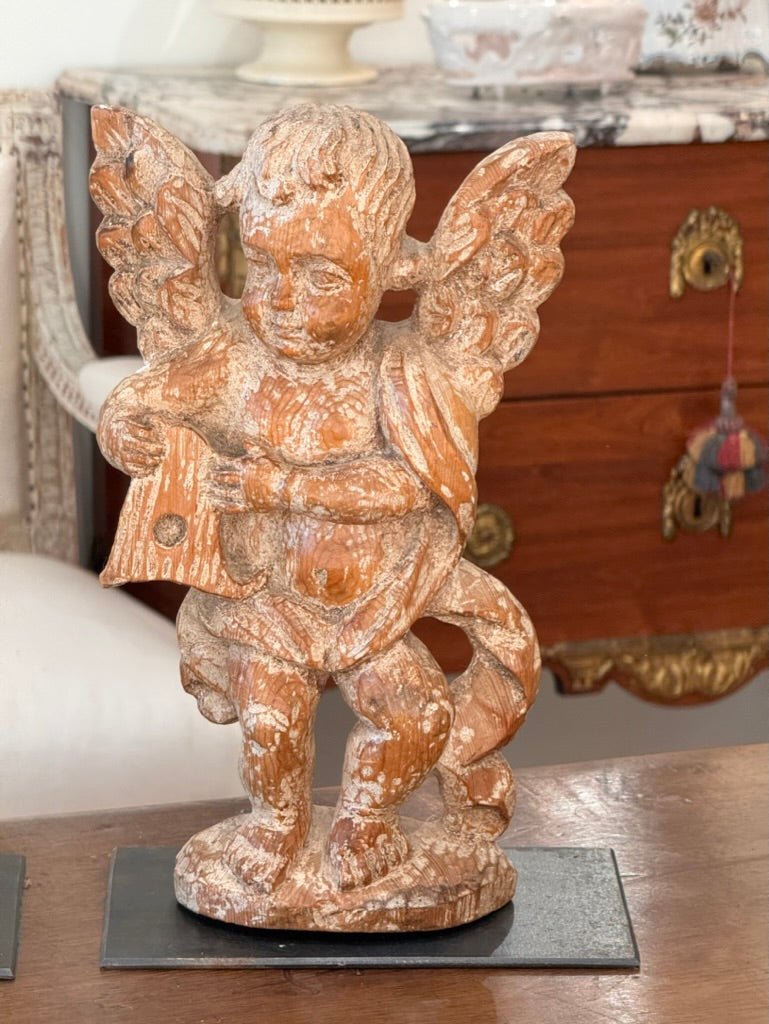 Pair of 17th Century Carved Cherubs on Stands - Helen Storey Antiques