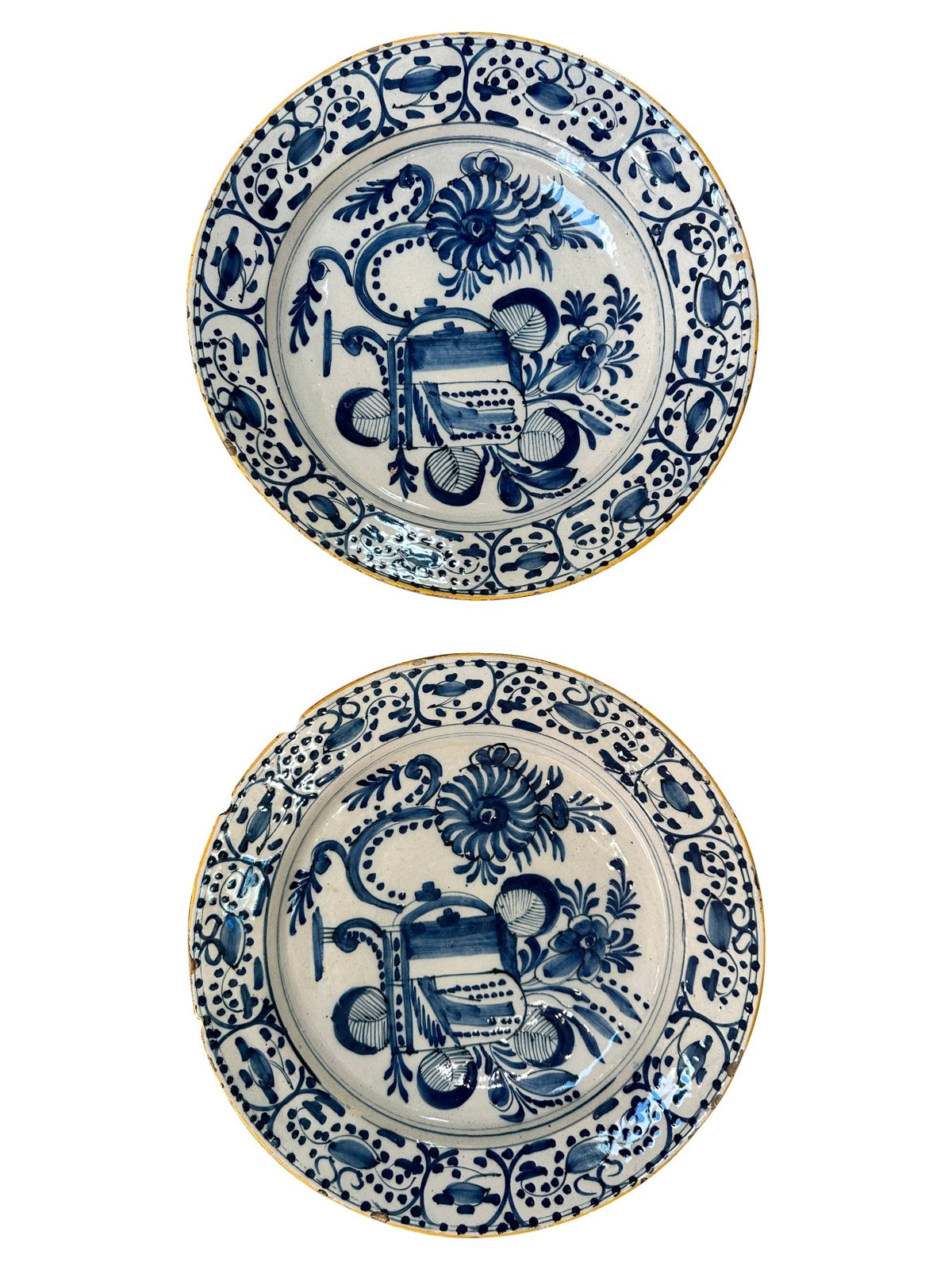 Pair of 18th Century Blue and White Dutch Delft Chargers - Helen Storey Antiques