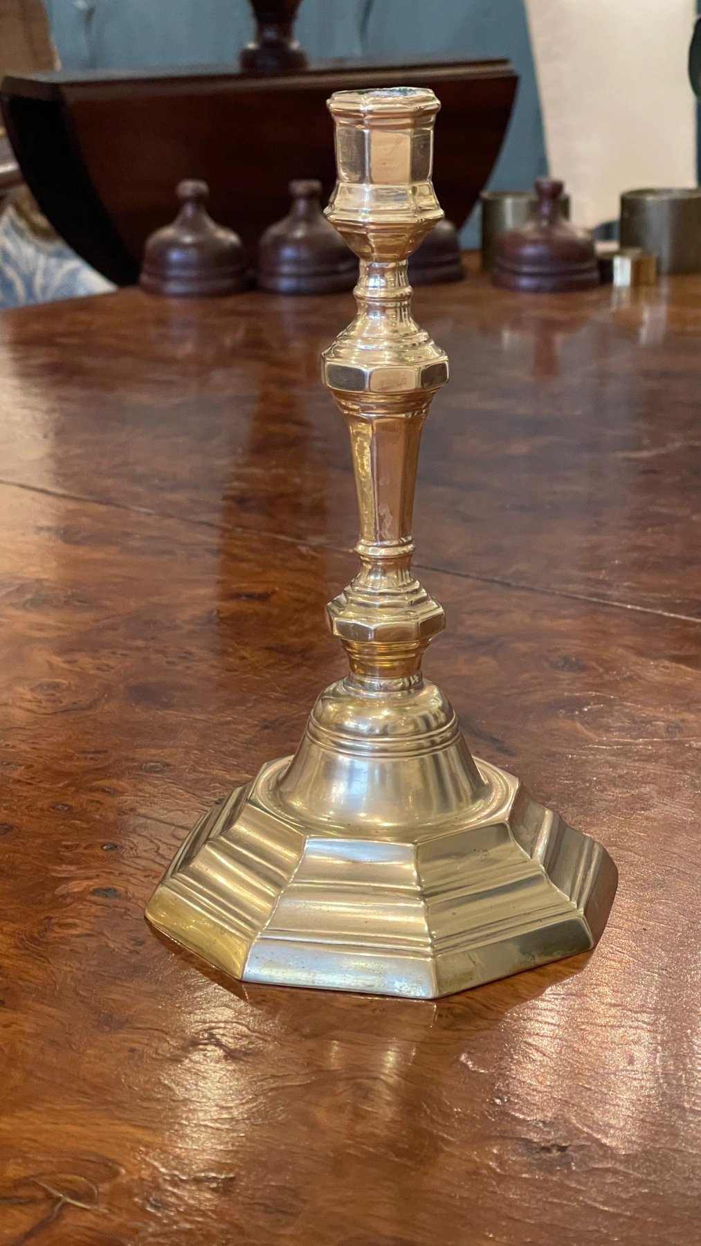 PAIR OF 18TH CENTURY FRENCH BRASS CANDLESTICKS - Helen Storey Antiques