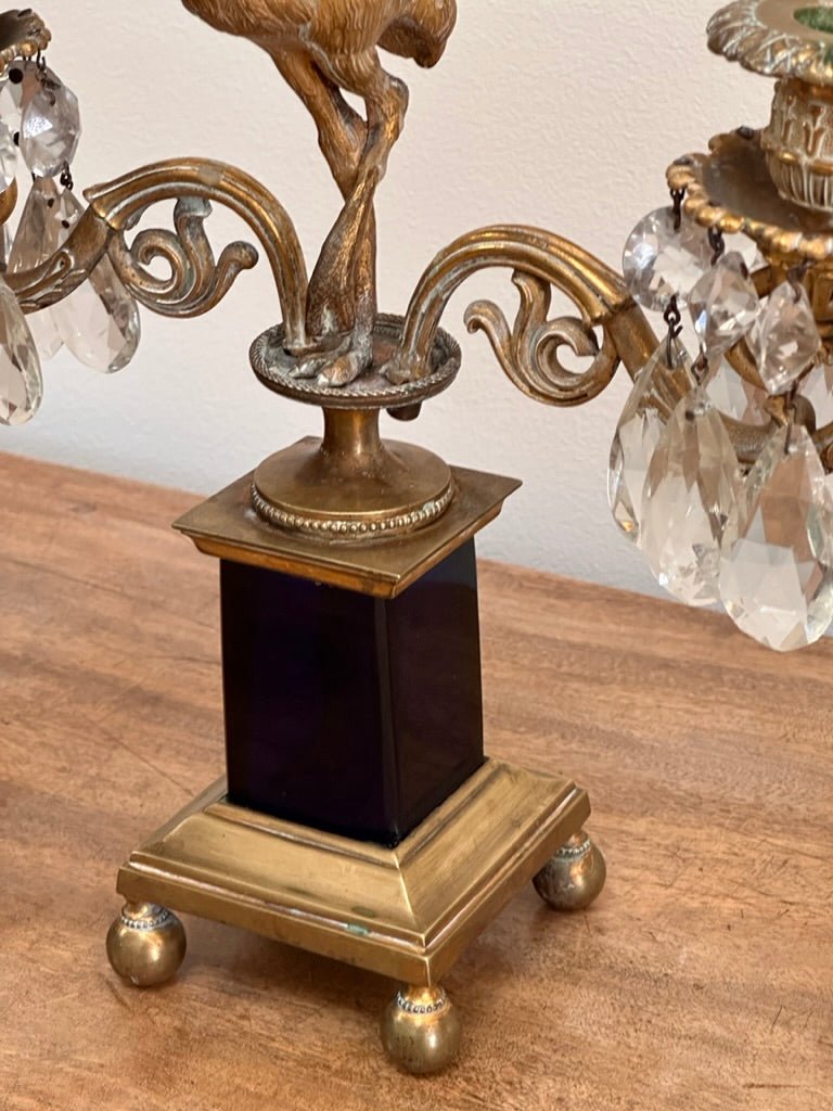 Pair of 18th Century Georgian Gilt Bronze Ostrich Candelabra, Parker and Perry - Helen Storey Antiques