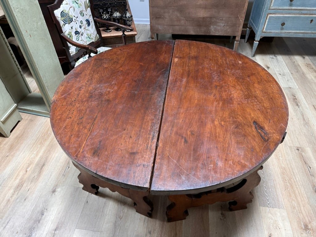 Pair of 18th Century Italian Demi - Lune Tables to Form One Round Table - Helen Storey Antiques