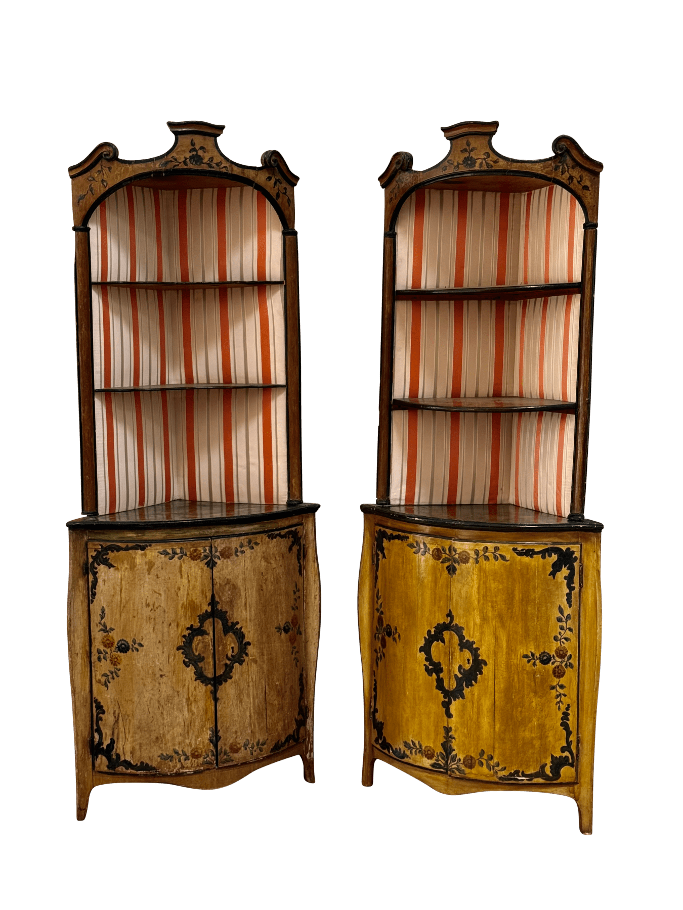 Pair of 18th Century Venetian Rococo Corner Cupboards