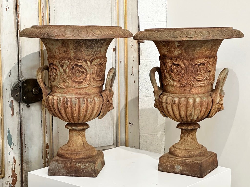 Pair of 19th Century Cast - Iron Urns - Helen Storey Antiques