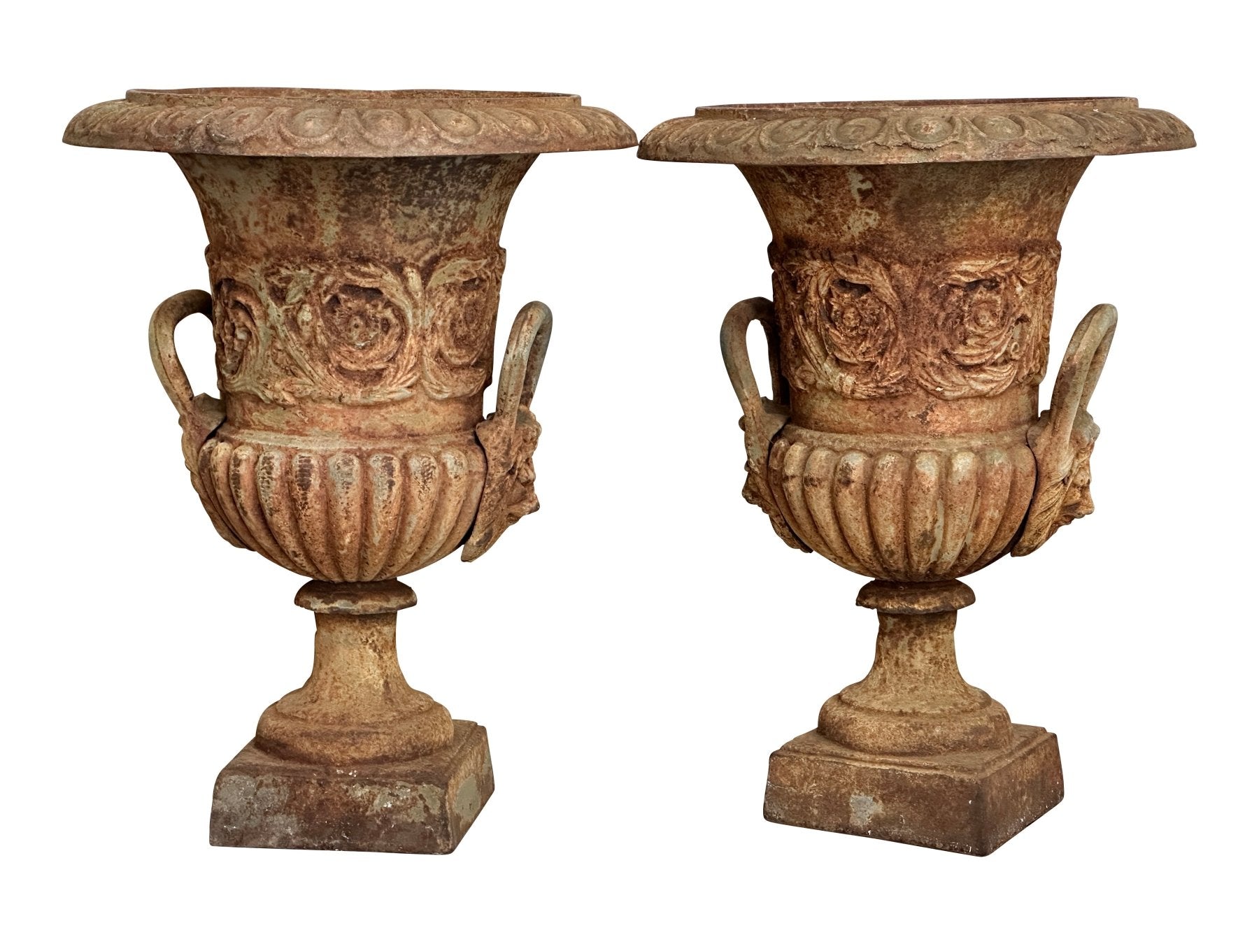 Pair of 19th Century Cast-Iron Urns