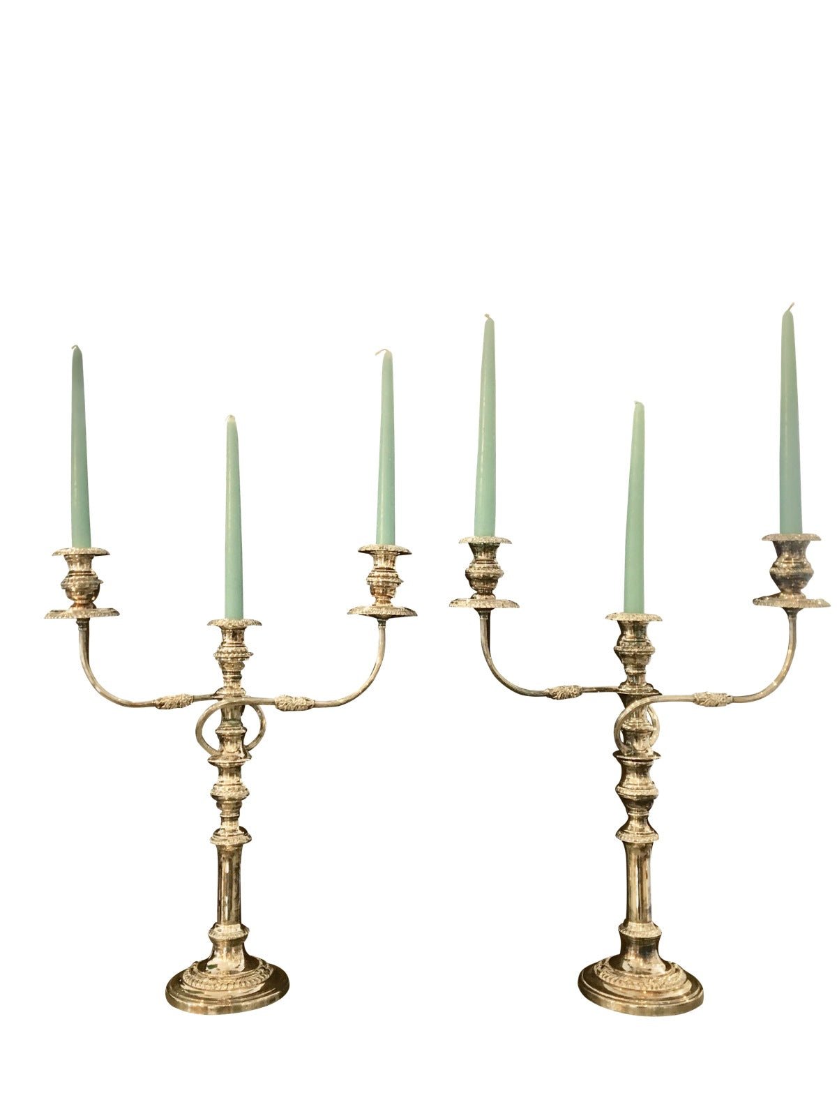 Pair of 19th Century Sheffield Plate Candelabra - Helen Storey Antiques