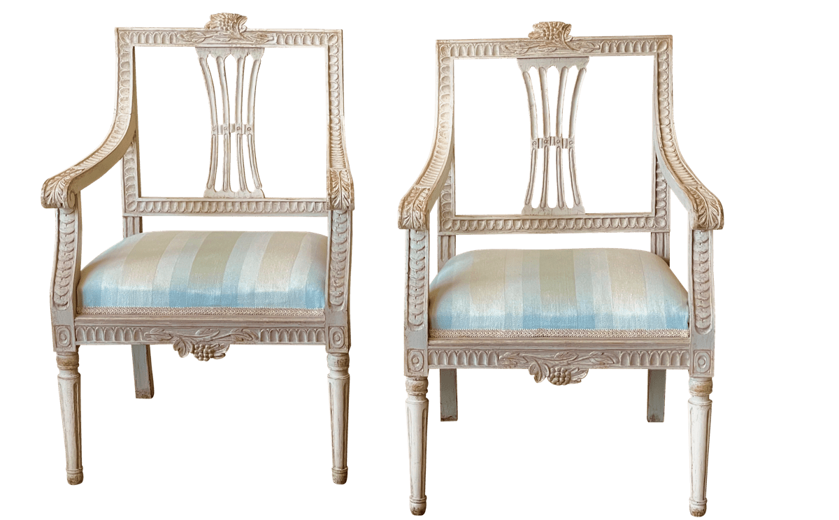 PAIR OF 19TH CENTURY SWEDISH GUSTAVIAN STYLE OPEN ARMCHAIRS