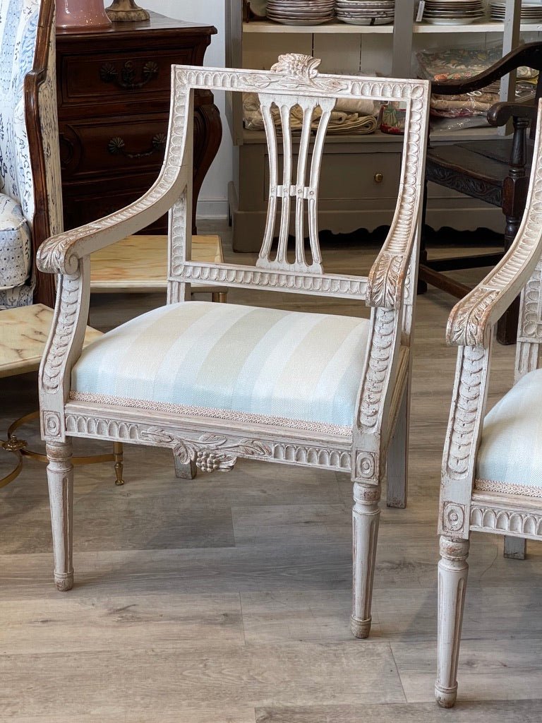 PAIR OF 19TH CENTURY SWEDISH GUSTAVIAN STYLE OPEN ARMCHAIRS - Helen Storey Antiques