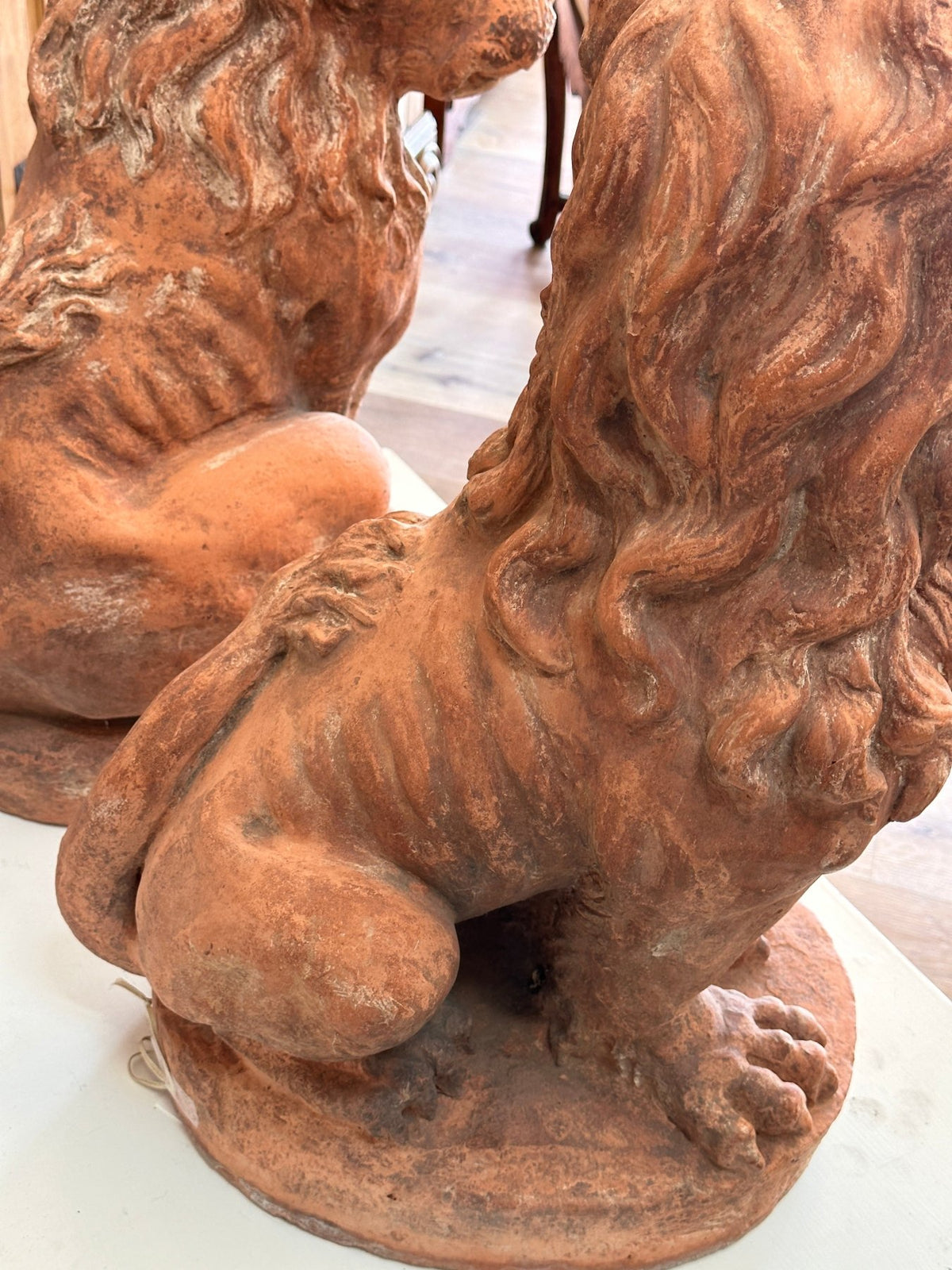 Pair of 19th Century Terra Cotta Lions, c. 1860 - Helen Storey Antiques