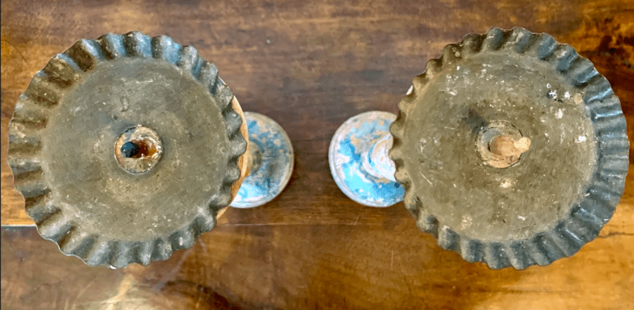 PAIR OF carved Polychrome SWEDISH CANDLESTICKS, 18TH CENTURY - Helen Storey Antiques