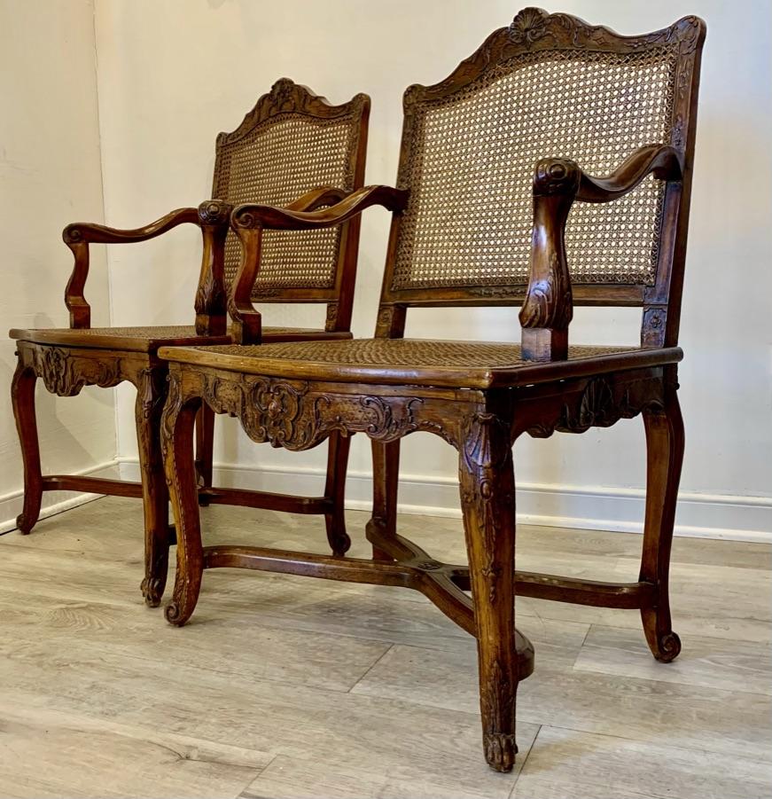 PAIR OF Eighteenth Century FRENCH BEECHWOOD FAUTEUILS - Helen Storey Antiques