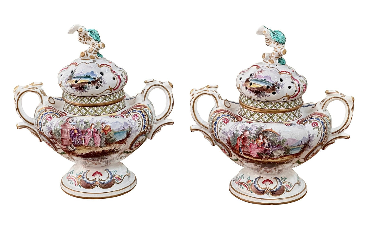 Pair of Large Marseille Faience Potpourris, 18th Century - Helen Storey Antiques