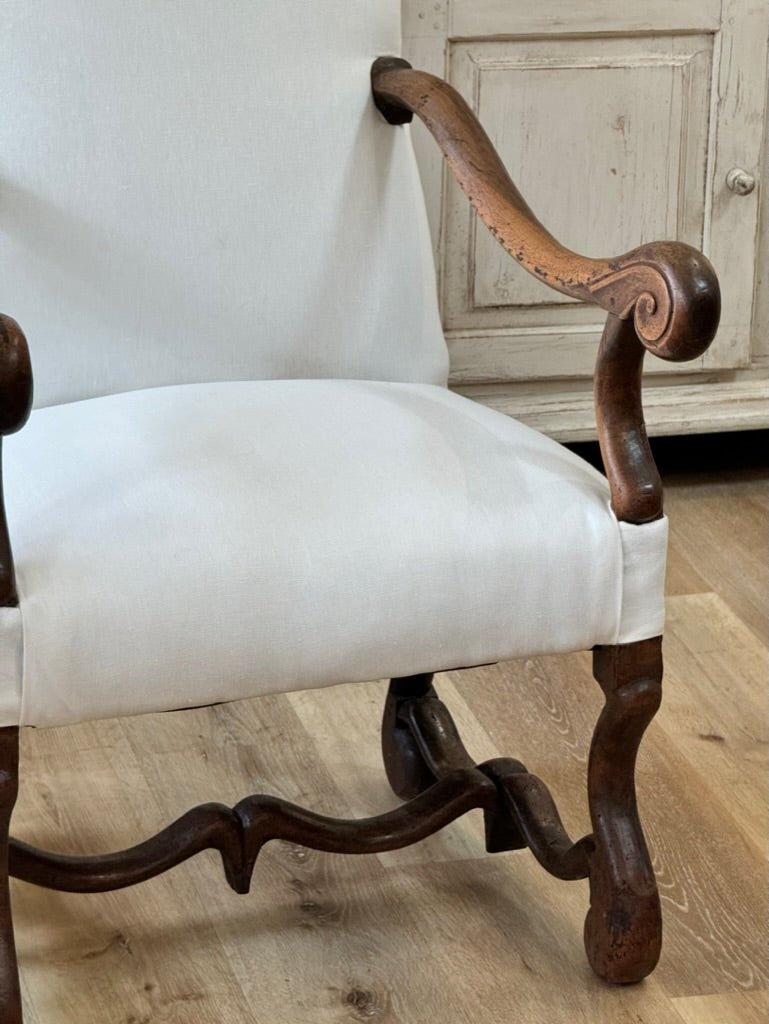 Pair of Louis XIV period walnut Os de Mouton Armchairs, c. 1740, France - Helen Storey Antiques