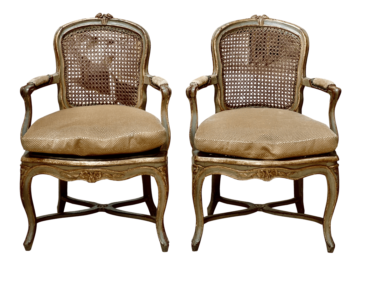 Pair of Louis XV Carved Fauteuils - Helen Storey Antiques