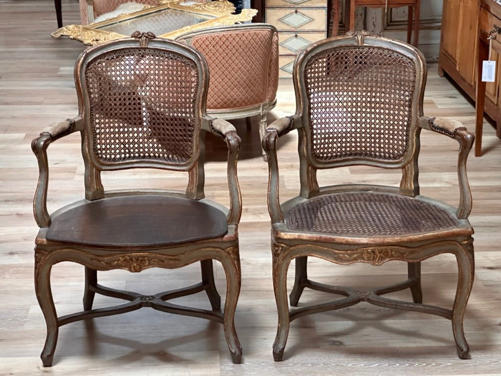 Pair of Louis XV Carved Fauteuils - Helen Storey Antiques