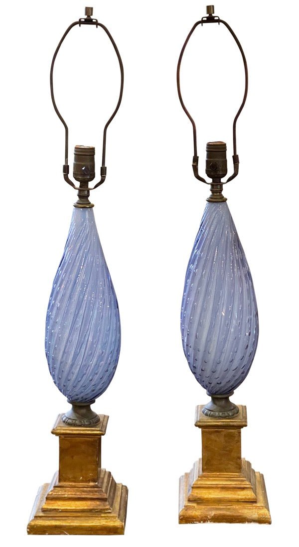 PAIR OF MID - CENTURY MURANO VENETIAN GLASS LAMPS - Helen Storey Antiques