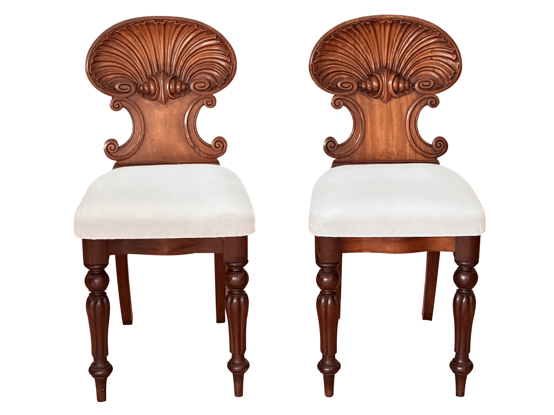 Pair of Shell-Back Hall Chairs, Late 18th-Early 19th Century