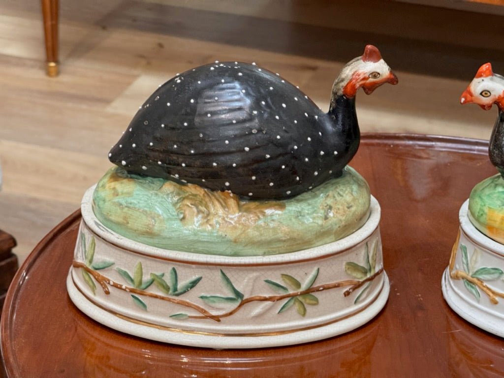 Pair of Staffordshire Guinea Fowl Tureens 19th Century - Helen Storey Antiques