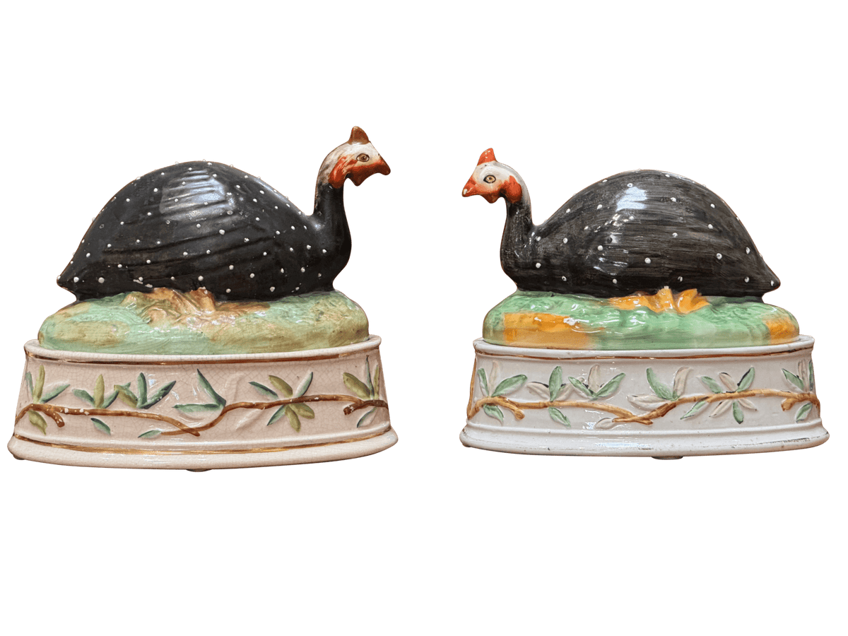 Pair of Staffordshire Guinea Fowl Tureens 19th Century - Helen Storey Antiques