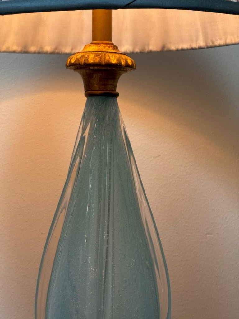 Pale Blue Murano Lamp, Sommerso Pulegos - Helen Storey Antiques