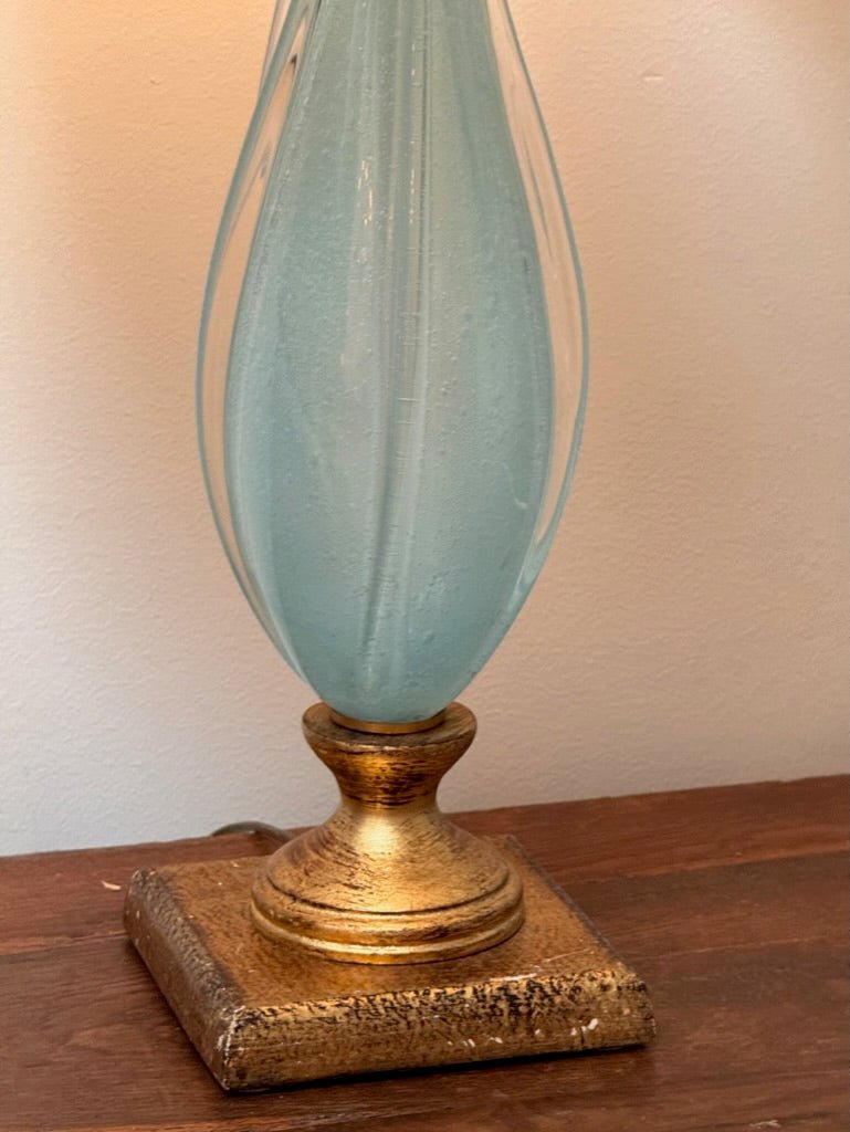 Pale Blue Murano Lamp, Sommerso Pulegos - Helen Storey Antiques